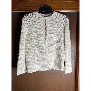 Vintage Dalton Crochet Ivory White Collar hook sz 16 Sweater 1960's